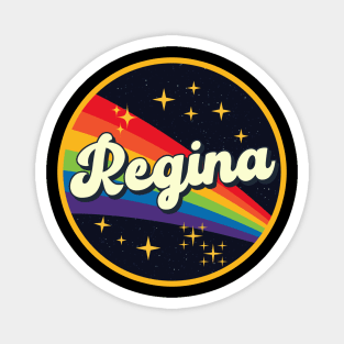 Regina // Rainbow In Space Vintage Style Magnet