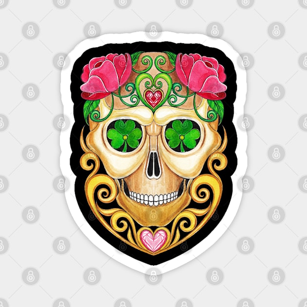 Sugar skull fancy vintage and gems day of the dead. Magnet by Jiewsurreal