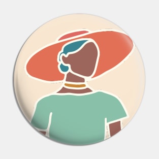 Girl in hat Pin