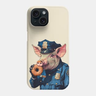 police pig eating donut Phone Case