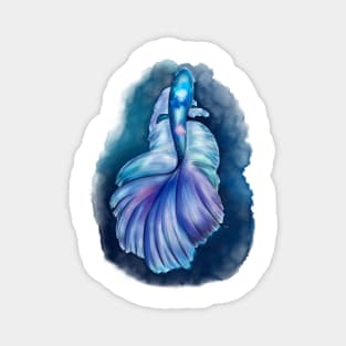 Fantasy Blue Betta Siamese Fish - Artwork by Annalisa Amato Magnet