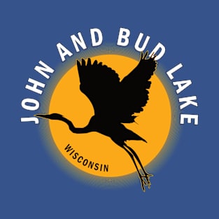 John And Bud Lake in Wisconsin Heron Sunrise T-Shirt