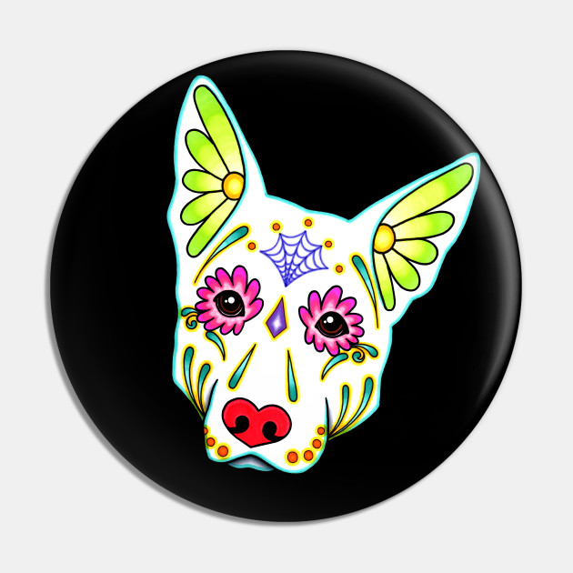 German Shepherd in White Day of the Dead Sugar Skull Dog