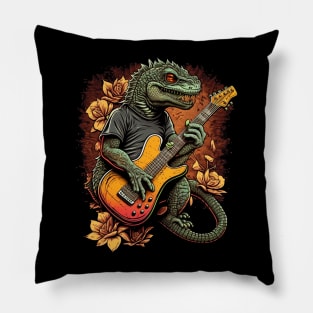 Reptile Playing a Guitar Pillow