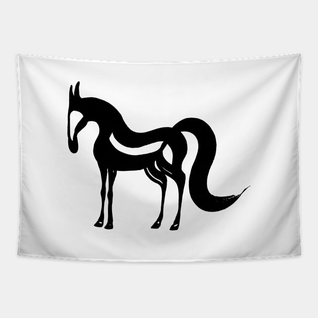 The Essence of a Horse (Black and White) Tapestry by illucalliart