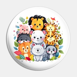 Enchanting Assembly of Jungle Animal Friends Pin