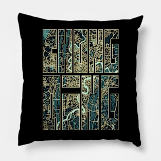 Chongqing, China City Map Typography - Summer Pillow