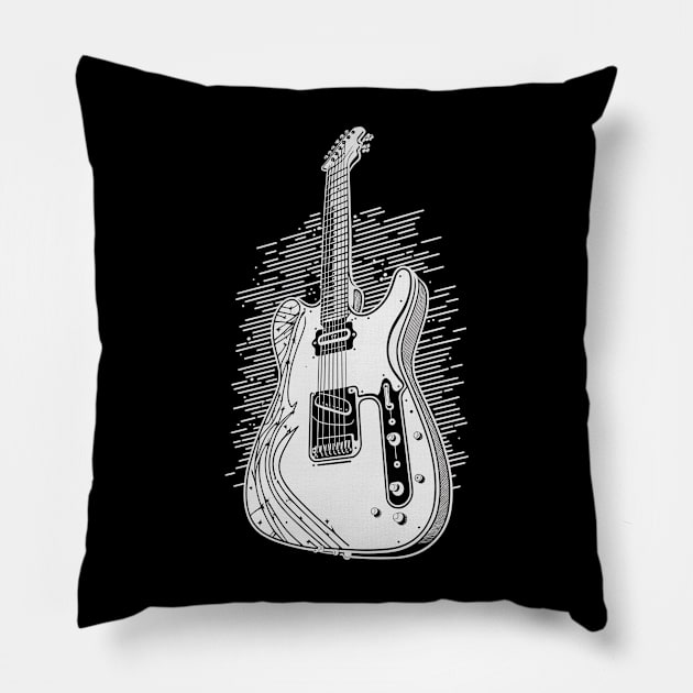 Retro Guitar Gift Guitarist Rock Concert Festival Guitar Pillow by KsuAnn