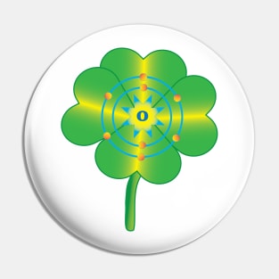 8 - O - Oxygen: Four Leaf Green Clover Pin