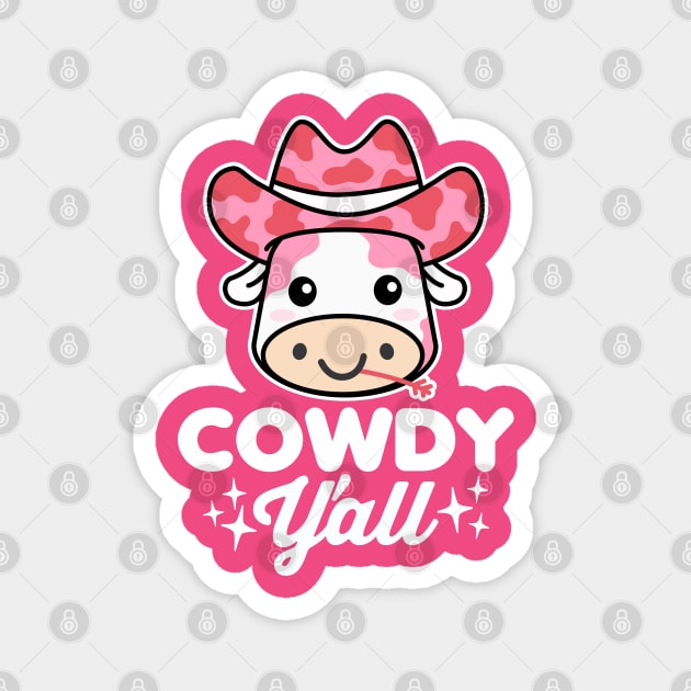 Cowdy Yall Country Kawaii Cow Pun Magnet by DetourShirts