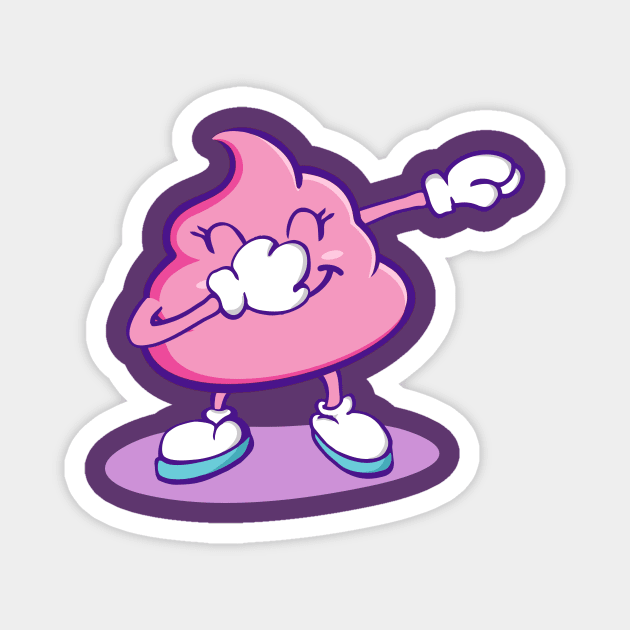 Dabbing Pink Poop Emoji Magnet by zeno27