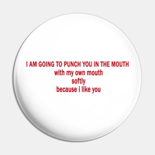 I am going to punch you in the mouth with my own mouth softly because I like you Pin