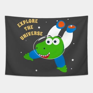 Cute dinosaur astronaut. Tapestry