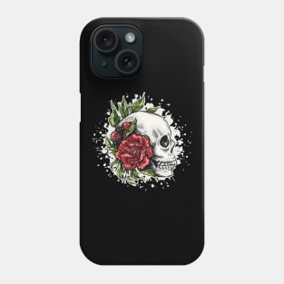 Skull with Flowers Graphic Phone Case
