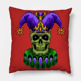 Skull Clown Illustration Pillow