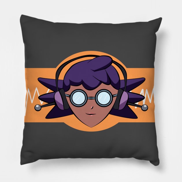 HEADPHONES GIRL Pillow by droidmonkey