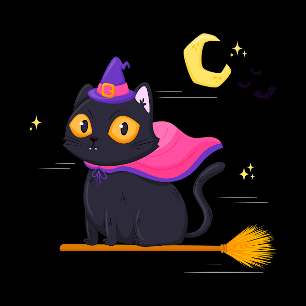 Halloween Cat witch Cute halloween kitten for kids & adults by FunnyUSATees