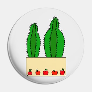 Cute Cactus Design #61: 2 Cacti In An Apple Pot Pin