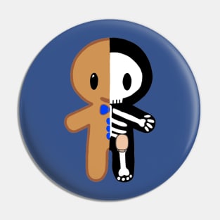 Gingerbread Man Skeleton with Ostomy (Blue) Pin