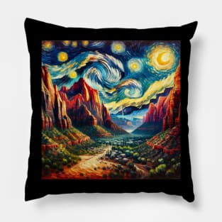 Zion National Park Starry Night - Beautiful Iconic Places Pillow