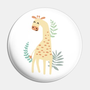 Cute giraffe in the jungle. Kids' things. Pin