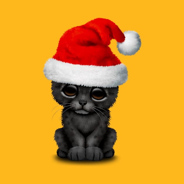 Cute Black Panther Cub Wearing a Santa Hat by jeffbartels