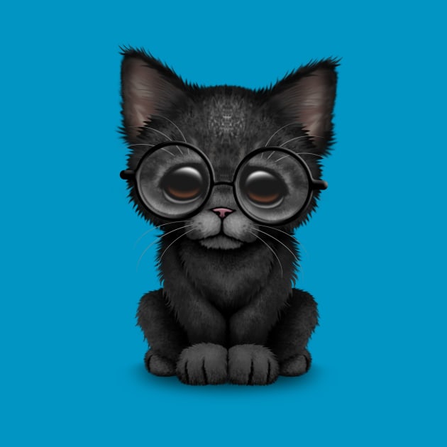 Cute Black Kitten Wearing Eye Glasses by jeffbartels