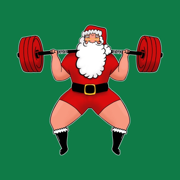 Squat Santa Training Squats with Santa for Lifting lovers Gym design by SusanaDesigns