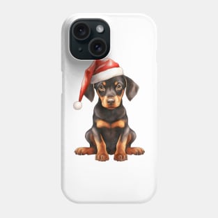 Doberman Pinscher Dog in Santa Hat Phone Case