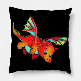 Cute Orange Flying Cartoon Baby Dragon Pillow