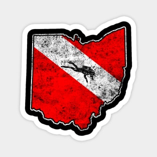 Ohio Dive Flag Scuba Diving State Map Dive Flag Distressed Magnet