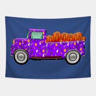 Happy Halloween Pumpkin Truck Tapestry