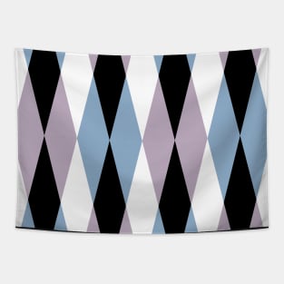 Harlequin Diamond Pattern - Blue and Dusty Lilac Tapestry