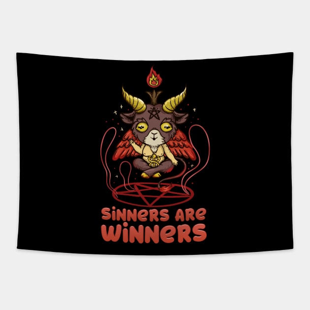 Sinners are Winners - Kawaii Baphomet T-Shirt Tapestry by biNutz