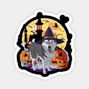 Siberian Husky Happy Halloween Magnet