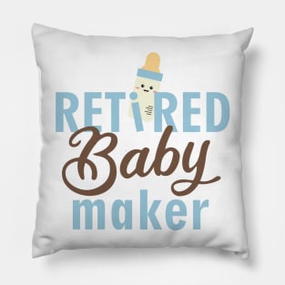 Funny Vasectomy Retired Baby Maker Kawaii Blue Brown Pillow