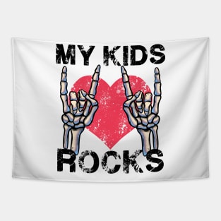 My Kids Rocks Let's Rock Mother Vintage Retro Father Concert Tapestry