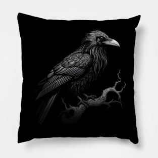 Crow in the wood Pillow