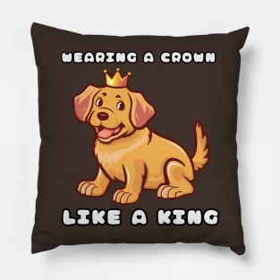 Cute Labrador Wearing a Crown Like a King Pillow