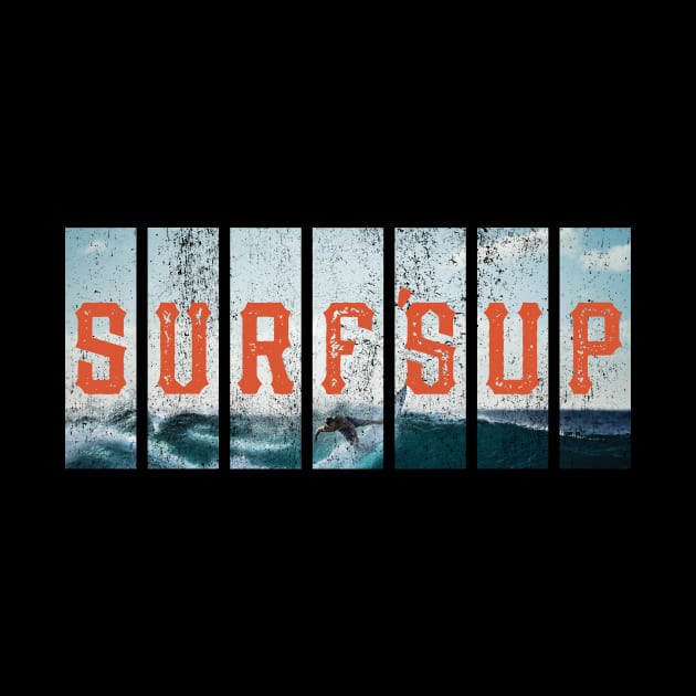 Hang 10 Surfs Up Beach Retro Distressed Surfing by lucidghost