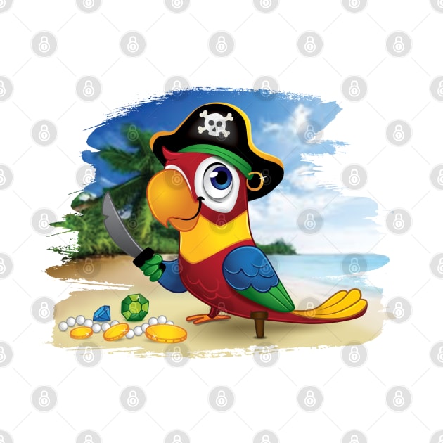 Pirate Parrot with Treasure and Sword by 513KellySt