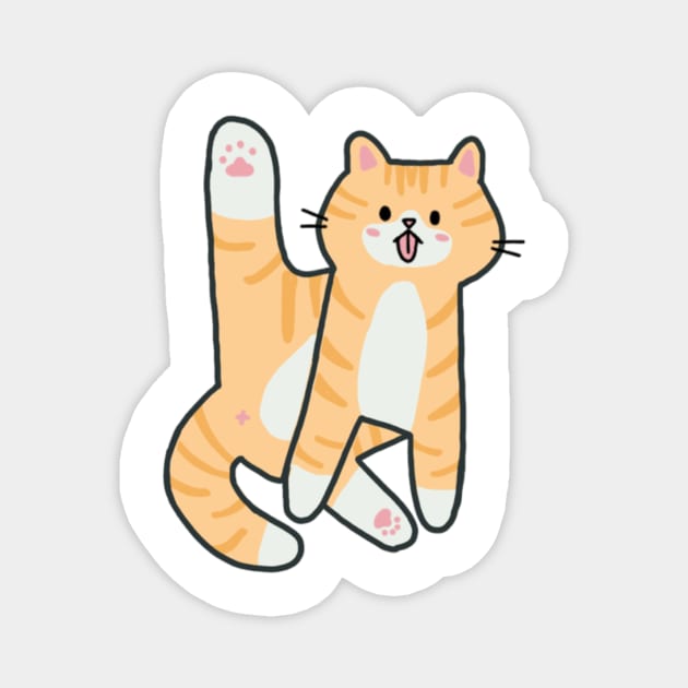 Orange and White Cat Licking Butt Magnet by waddleworks