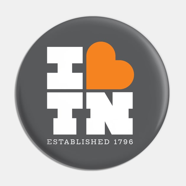 I Heart TN - White and Orange on Black Pin by jepegdesign