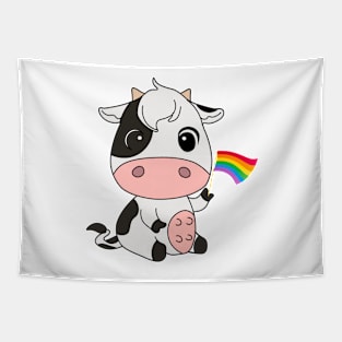 Rainbow Flag Cow Tapestry