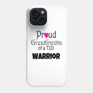 Proud Great Grandma - Black Text - Pink Heart Phone Case