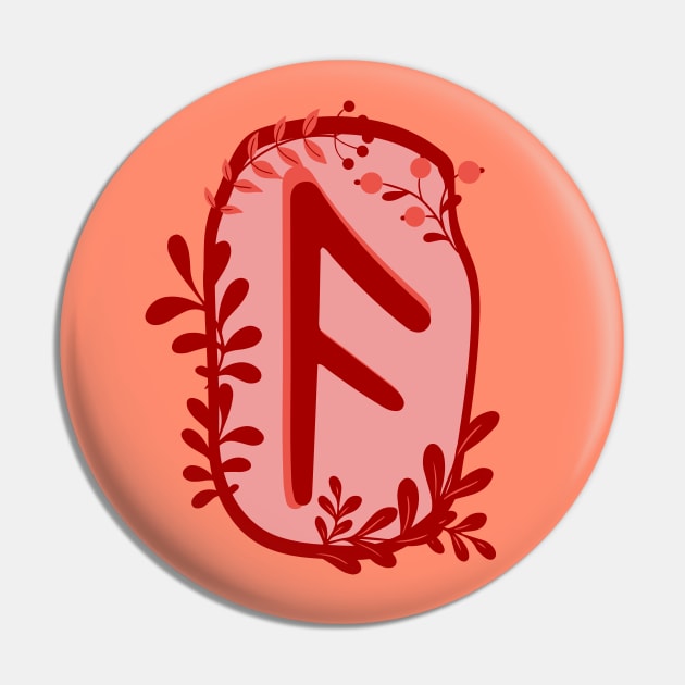 Ansuz Rune Flowery Design Pin by El Onix