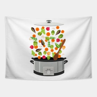 Flying Vegetable Explosion Tapestry