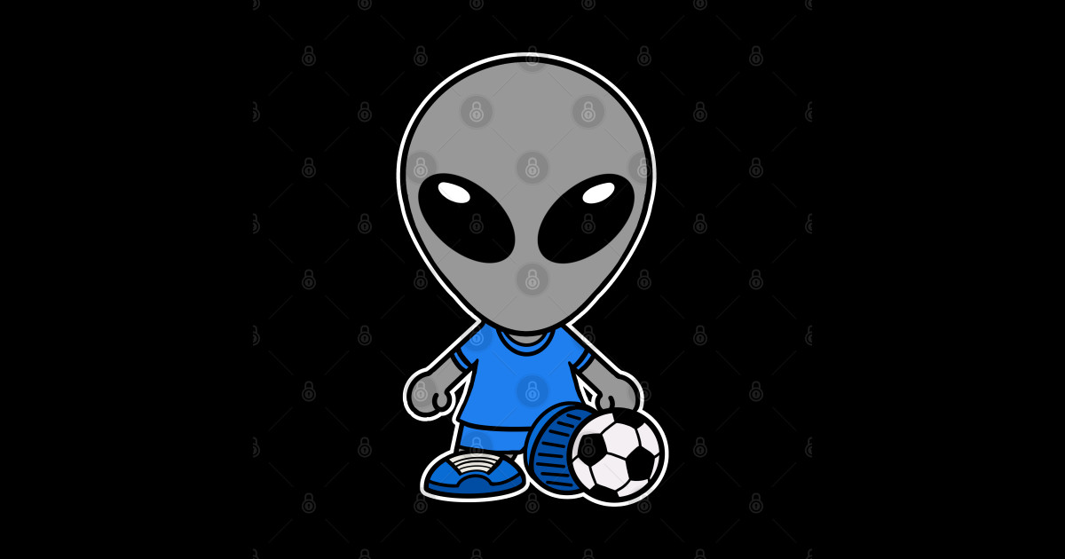 Soccer Football Gray Alien Extraterrestrial - Football - Sticker