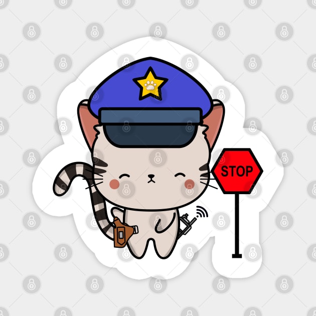 Funny Tabby Cat Policeman Magnet by Pet Station