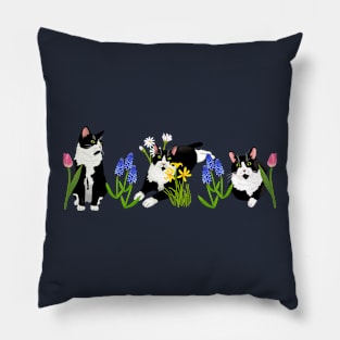 Tuxedo cat floral Pillow